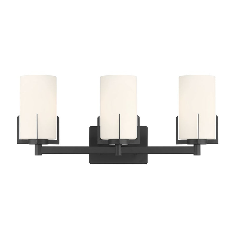 Millennium Froselle 3Lt Bathroom Vanity Light, Black/White Frosted