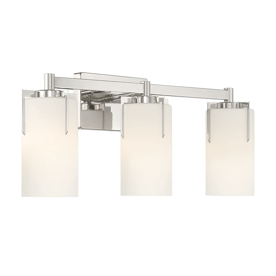 Millennium Froselle 3Lt Bathroom Vanity Light, Nickel/White Frosted - 65003-PN