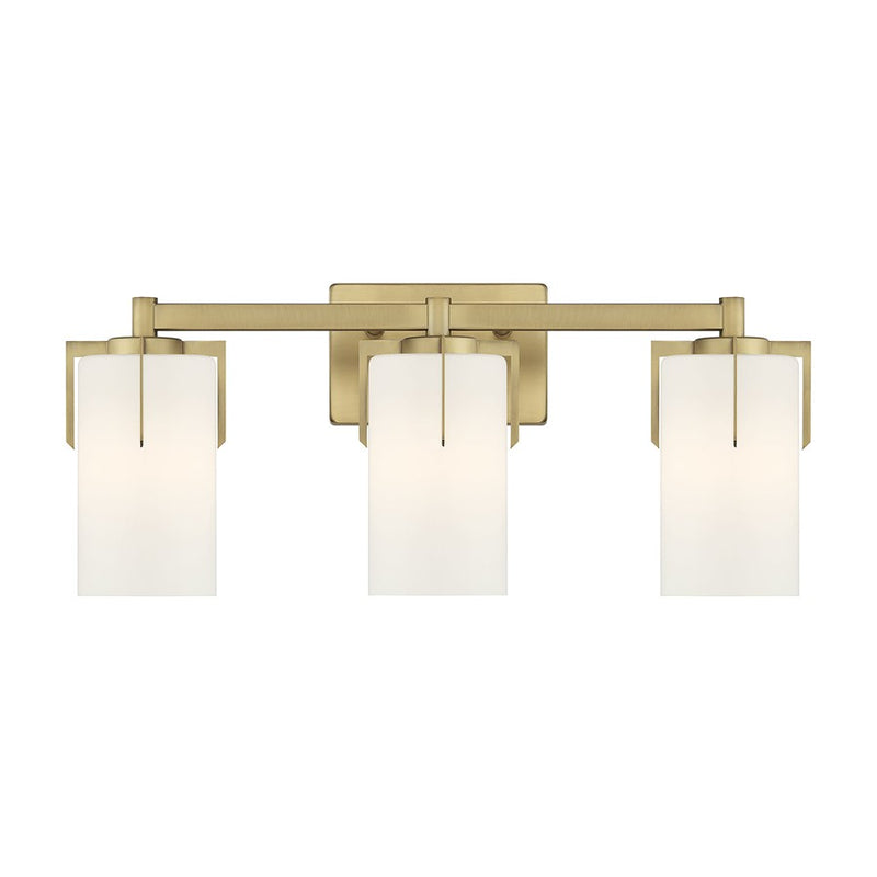 Millennium Froselle 3Lt Bathroom Vanity Light, Brass/White Frosted