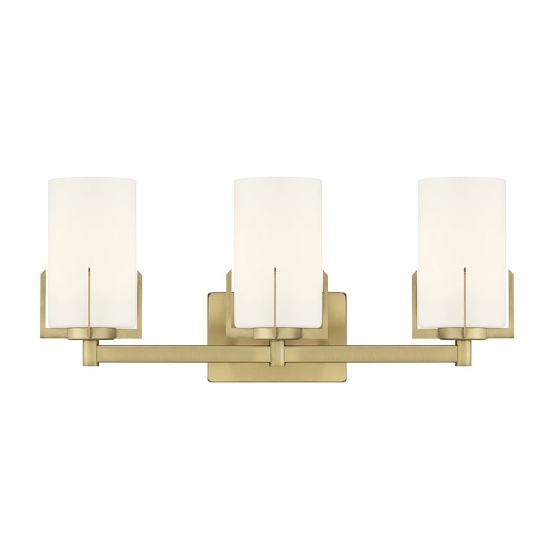 Millennium Froselle 3Lt Bathroom Vanity Light, Brass/White Frosted