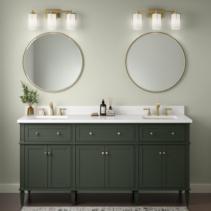 Millennium Froselle 3Lt Bathroom Vanity Light, Brass/White Frosted