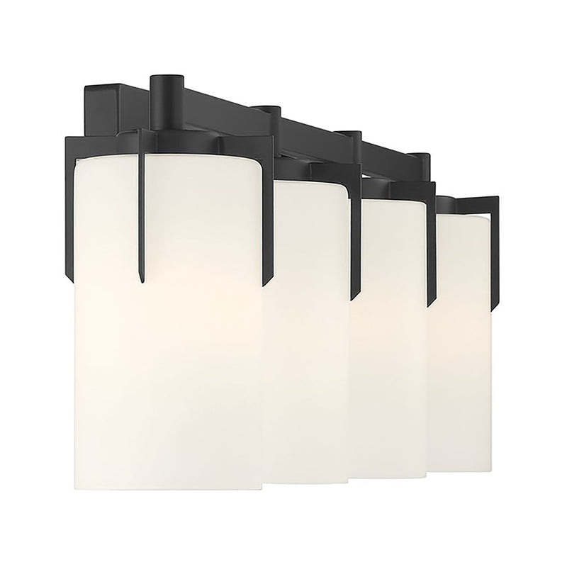 Millennium Froselle 4Lt Bathroom Vanity Light, Black/White Frosted
