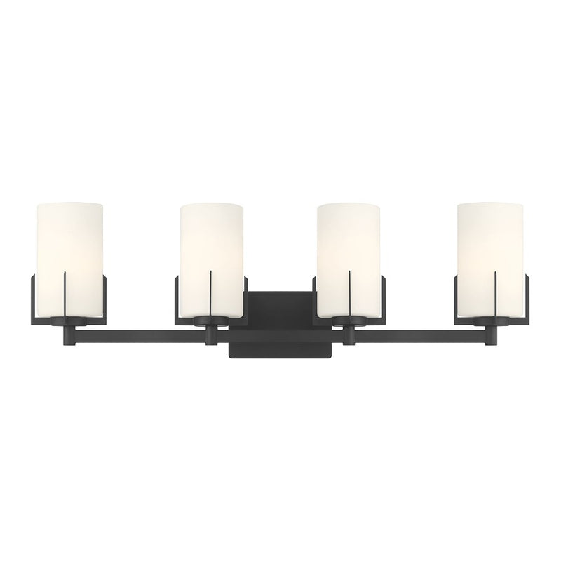 Millennium Froselle 4Lt Bathroom Vanity Light, Black/White Frosted