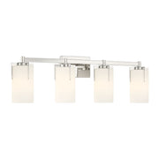 Millennium Froselle 4Lt Bathroom Vanity Light, Nickel/White Frosted - 65004-PN