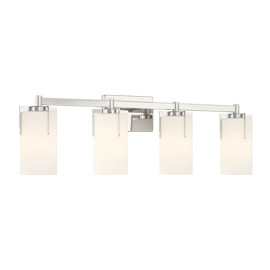 Millennium Froselle 4Lt Bathroom Vanity Light, Nickel/White Frosted - 65004-PN