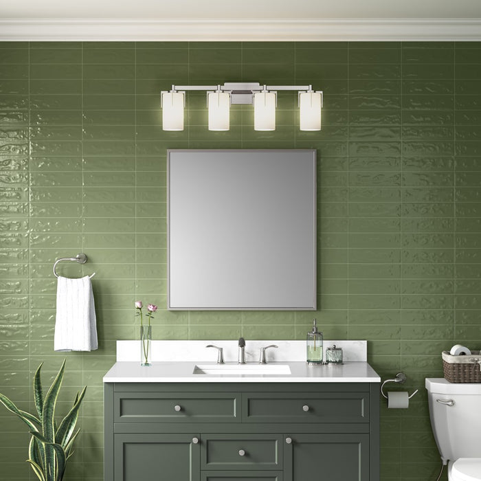 Millennium Froselle 4Lt Bathroom Vanity Light, Nickel/White Frosted