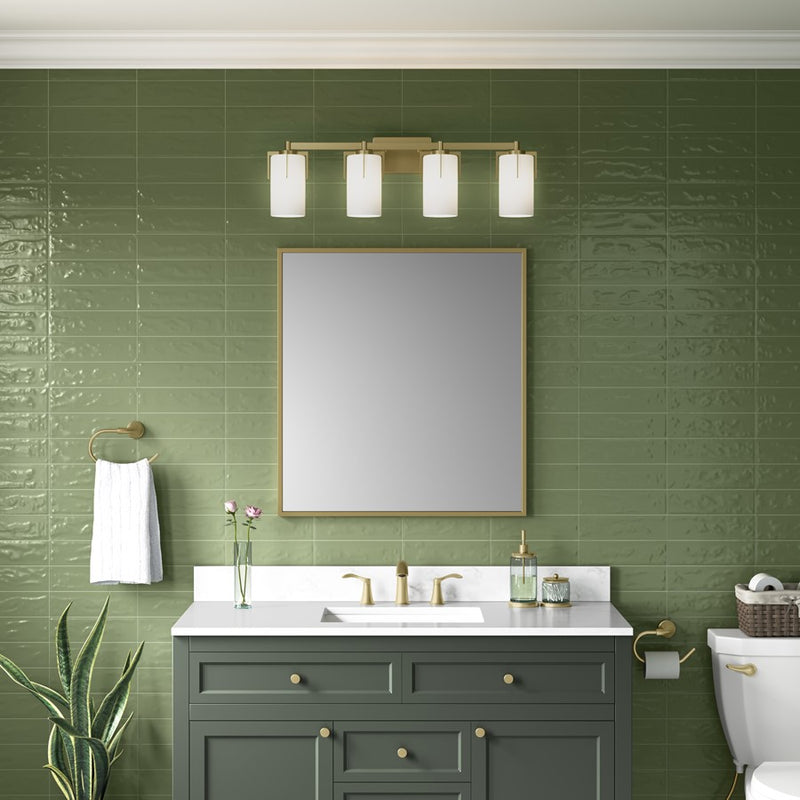 Millennium Froselle 4Lt Bathroom Vanity Light, Brass/White Frosted