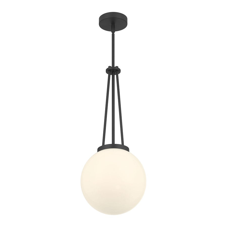 Millennium Lighting Vellin 1Lt Pendant, Matte Black/Shiny Opal - 65101-MB