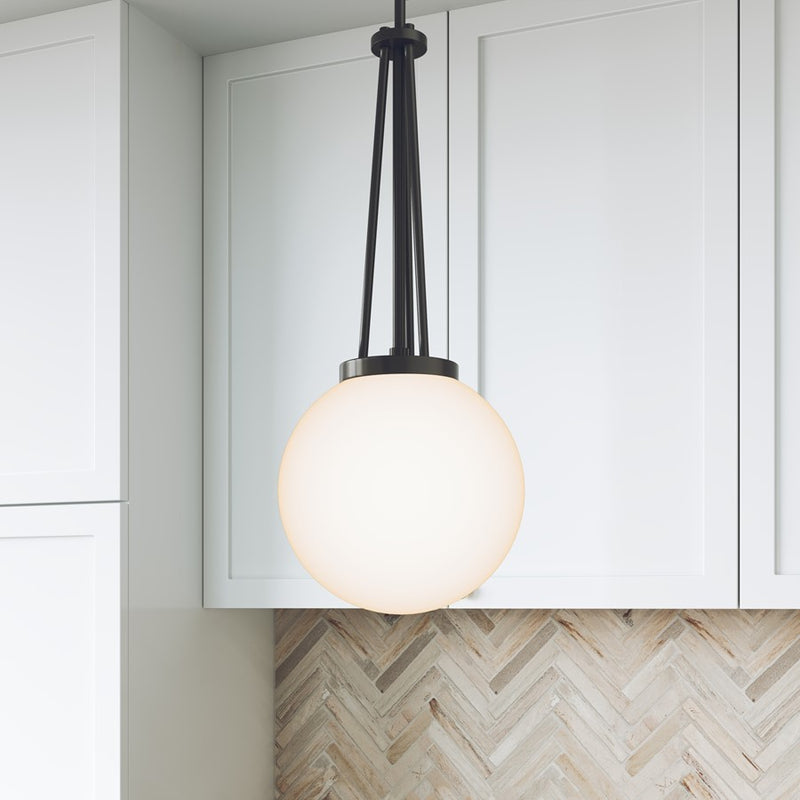 Millennium Lighting Vellin 1Lt Pendant, Matte Black/Shiny Opal