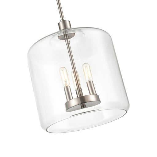 Millennium Lighting Asheville 3 Light Pendant, Satin Nickel/Clear