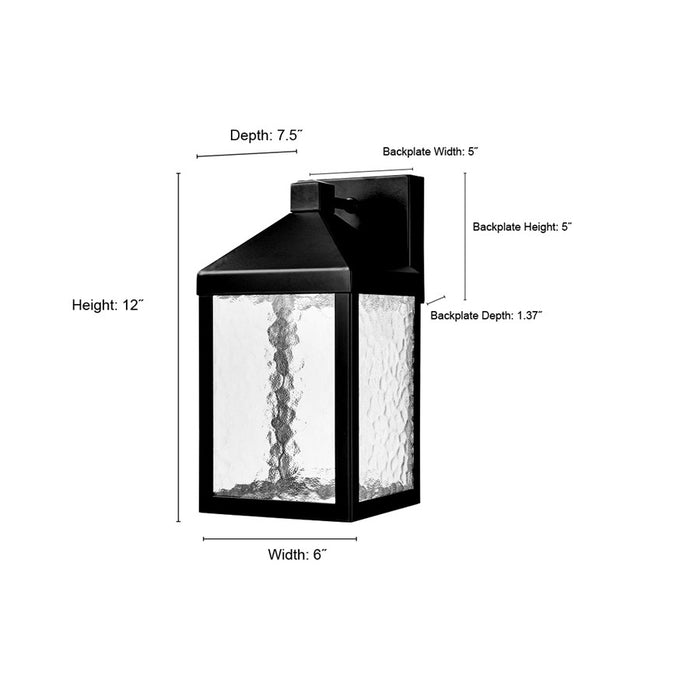 Millennium Lighting Aaron 12" Outdoor Wall Sconce, Black/Clear