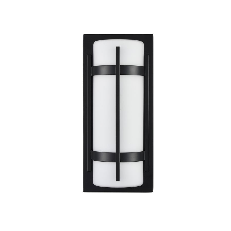 Millennium Lighting 13" Outdoor LED Wall Sconce, Black/White - 76001-PBK
