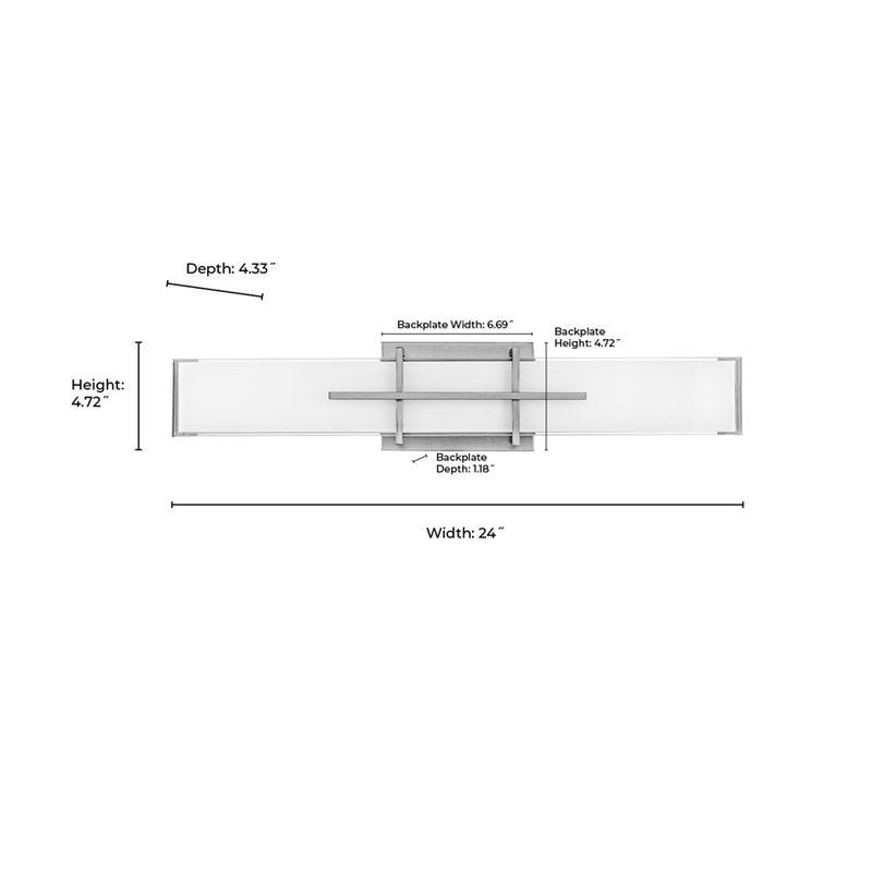 Millennium Tocco Selectable 24" LED Vanity Light, Nickel/White