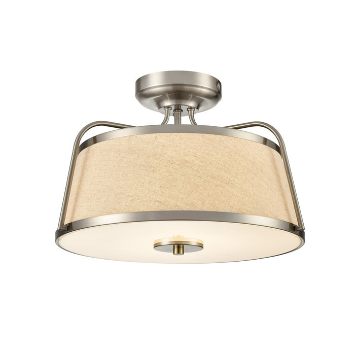 Millennium Lighting Semi Flush Mount, Nickel/White Linen