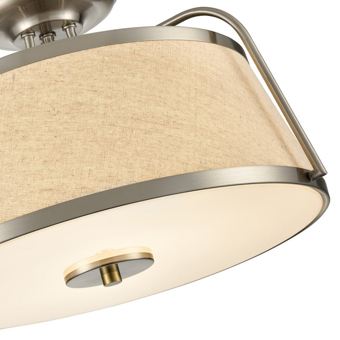 Millennium Lighting Semi Flush Mount, Nickel/White Linen