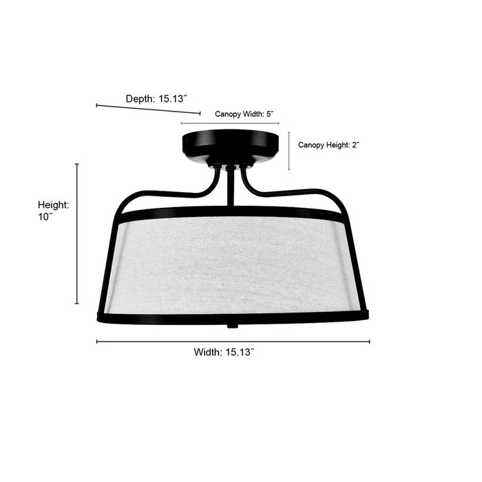 Millennium Selectable LED Semi-Flush Mount, Black/White Linen