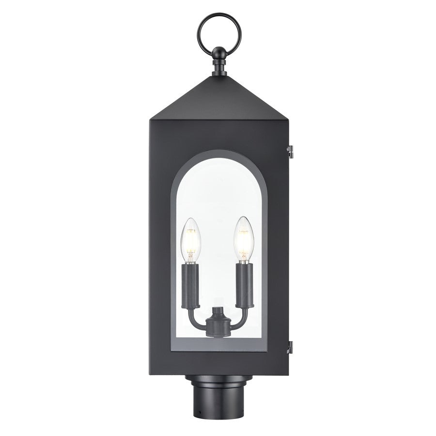 Millennium Lighting Bratton 2Lt Outdoor Post Light, Black/Clear - 7822-PBK