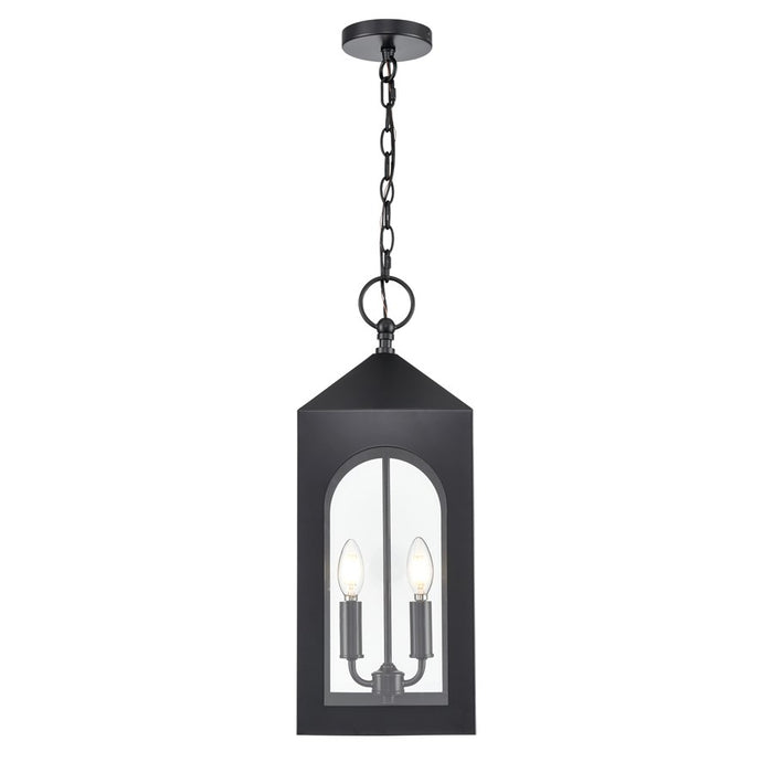 Millennium Lighting Bratton 2Lt Outdoor Pendant, Coated Black/Clear - 7832-PBK