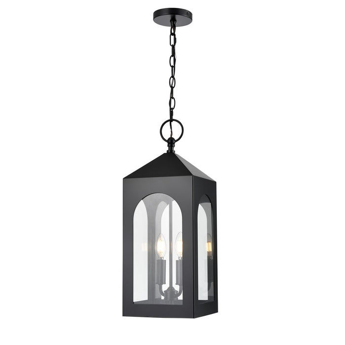 Millennium Lighting Bratton 2Lt Outdoor Pendant, Coated Black/Clear