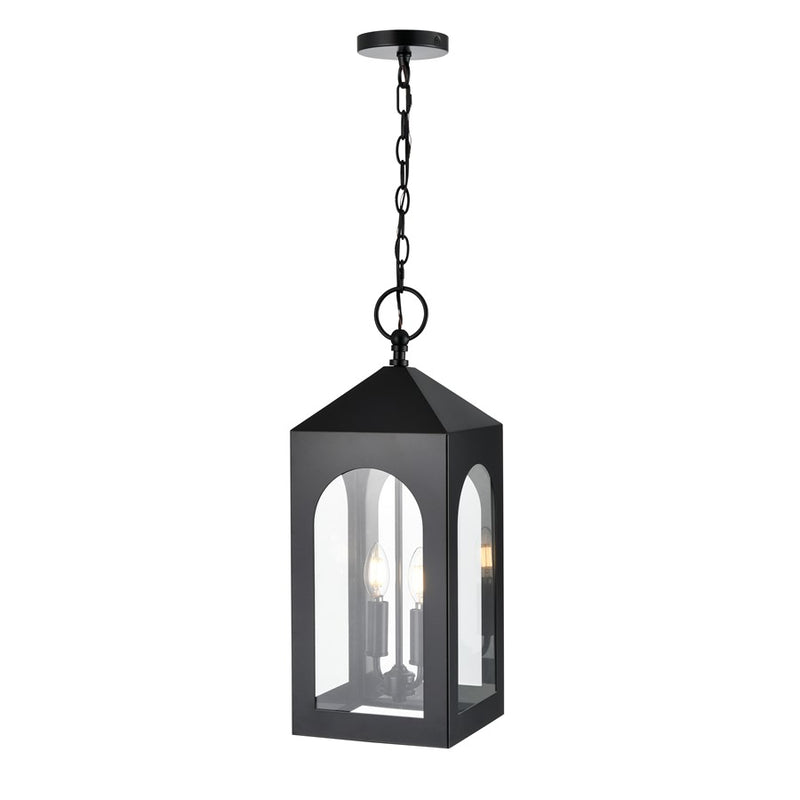 Millennium Lighting Bratton 2Lt Outdoor Pendant, Coated Black/Clear