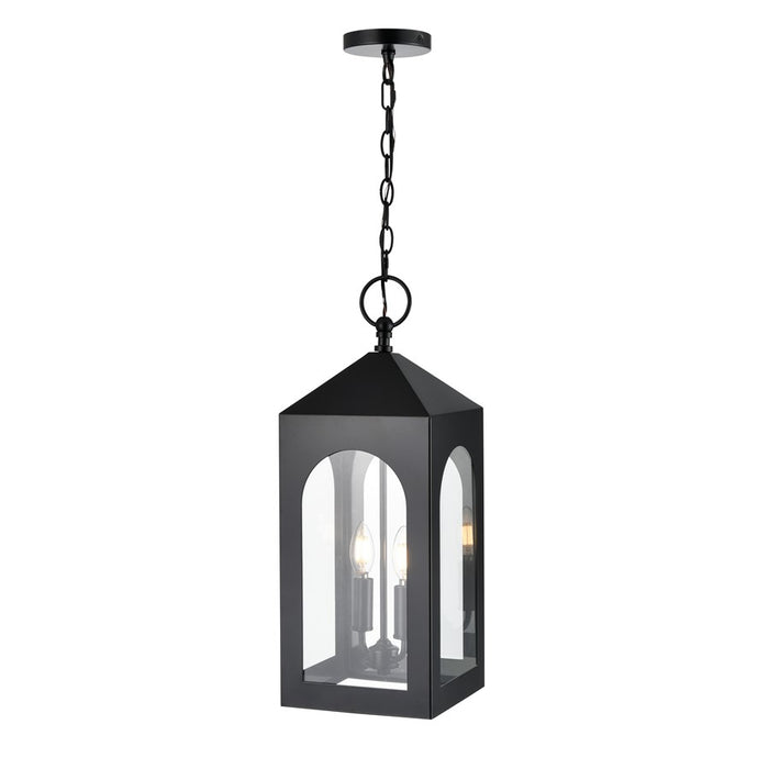 Millennium Lighting Bratton 2Lt Outdoor Pendant, Coated Black/Clear