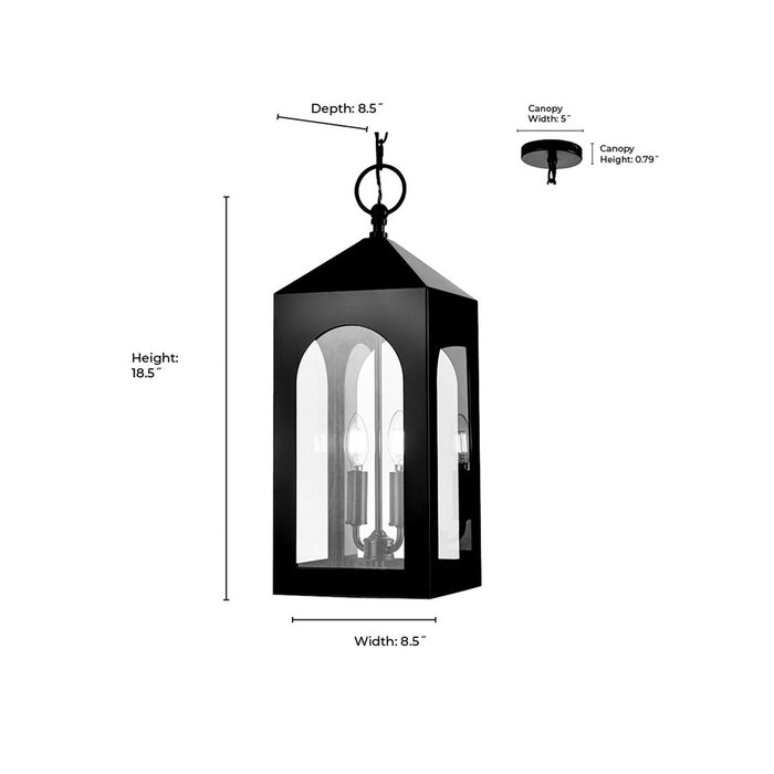 Millennium Lighting Bratton 2Lt Outdoor Pendant, Coated Black/Clear