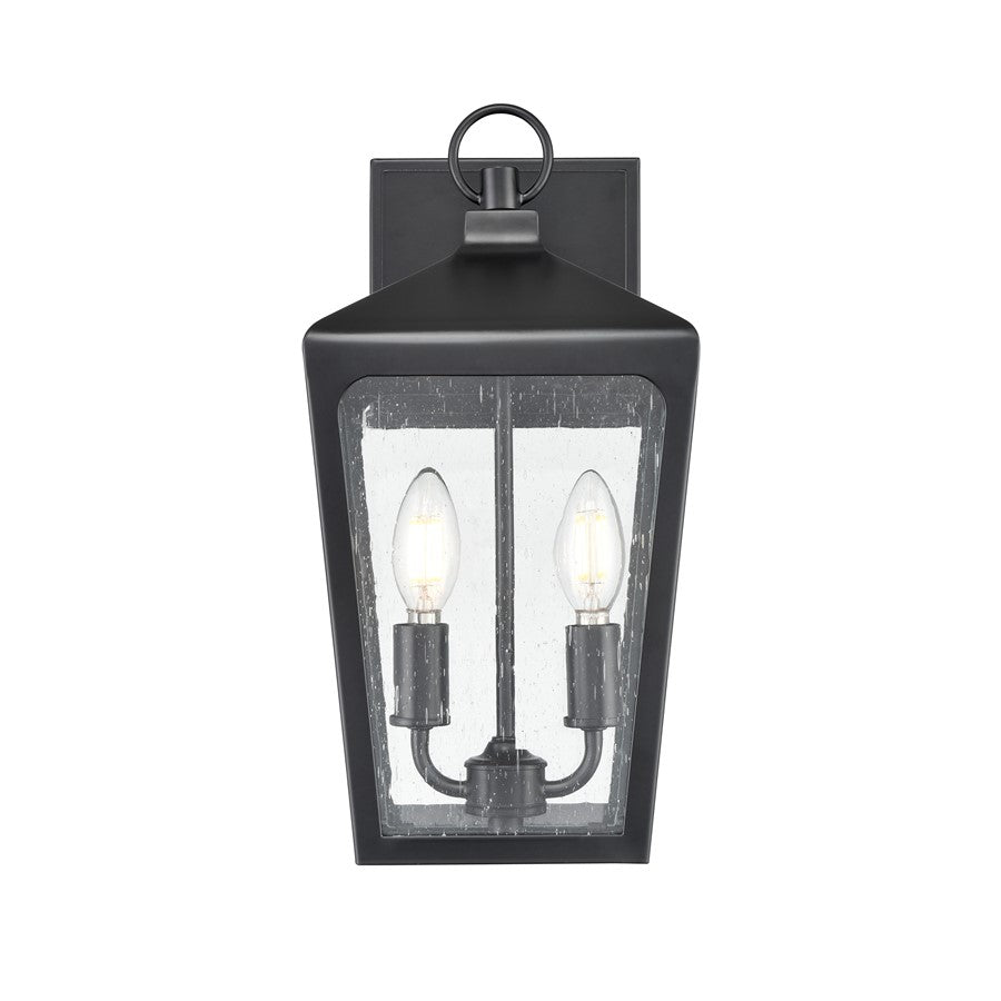 Millennium Lighting Brooks 2Lt 15" Outdoor Wall Sconce, Black/Clear - 7902-PBK
