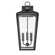 Millennium Lighting Brooks 3Lt Outdoor Wall Sconce, Black/Clear - 7923-PBK