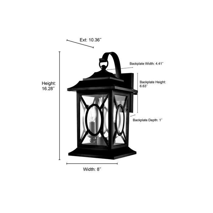 Millennium Lighting Allbert 2Lt Outdoor Wall Sconce, Black