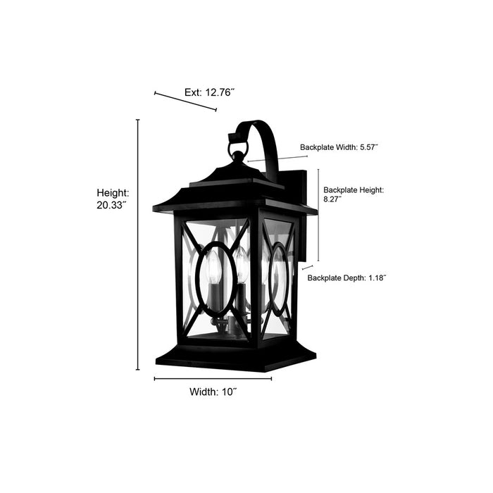 Millennium Lighting Allbert 3Lt Outdoor Wall Sconce, Black