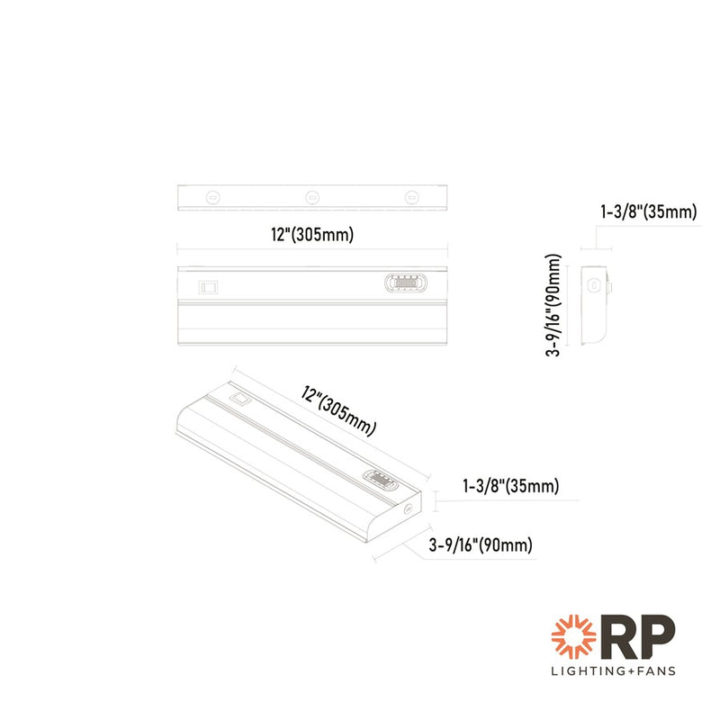 RP Lighting Undercabinet 12" LED Light, White/Frosted