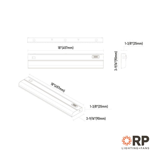 RP Lighting Undercabinet 18" LED Light, White/Frosted