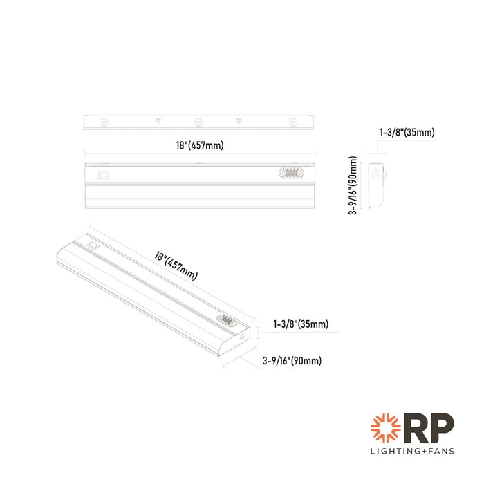 RP Lighting Undercabinet 18" LED Light, White/Frosted