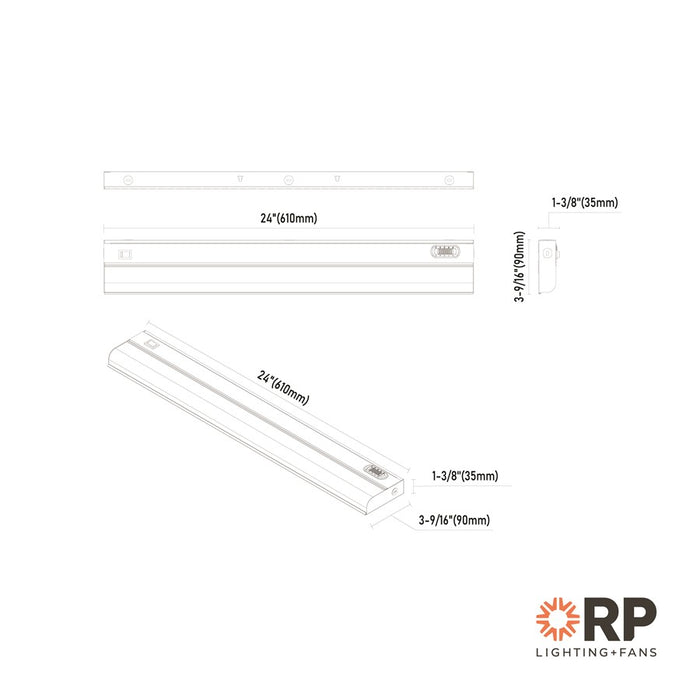 RP Lighting Undercabinet 24" LED Light, White/Frosted