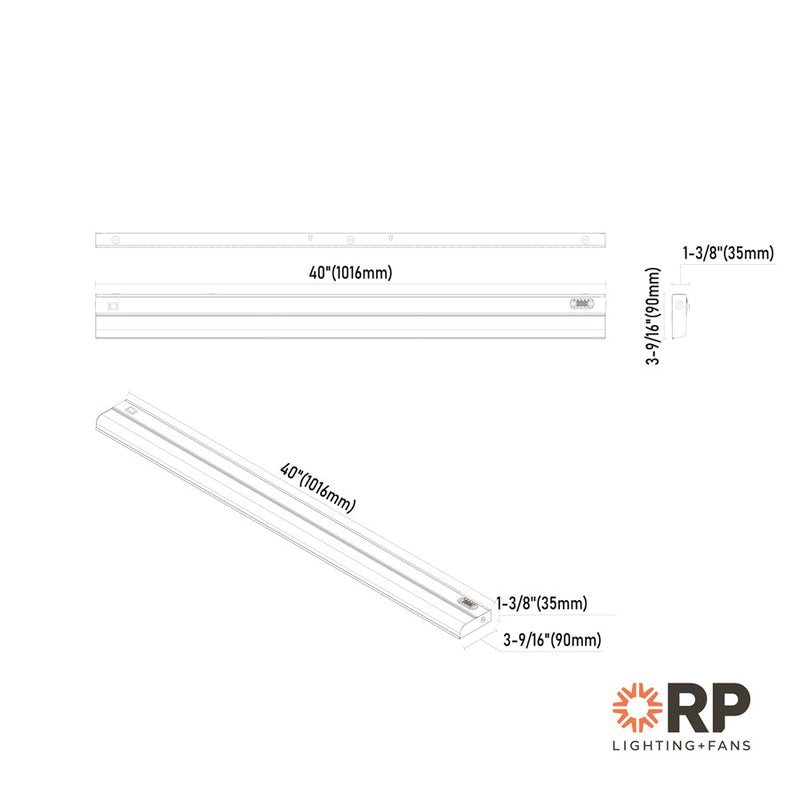 RP Lighting Undercabinet 40" LED Light, White/Frosted