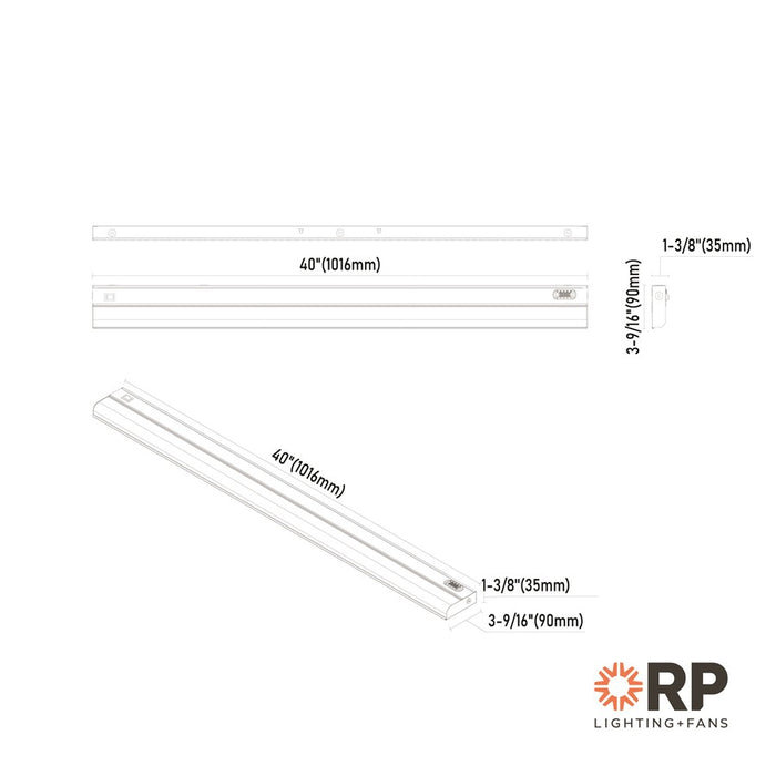 RP Lighting Undercabinet 40" LED Light, White/Frosted