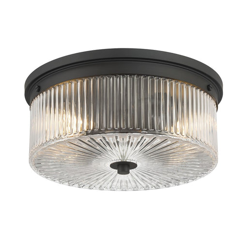 Millennium Lighting Virette 2Lt Flush Mount, Black/Clear Striated - 90102-MB-VB