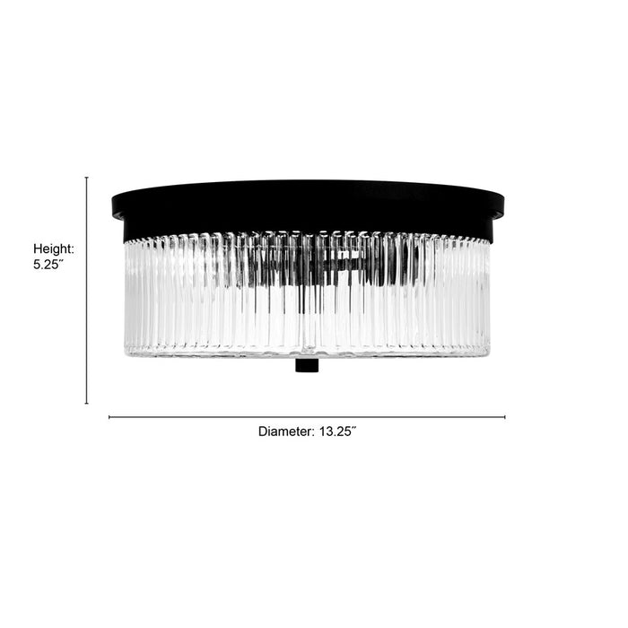 Millennium Lighting Virette 2Lt Flush Mount, Black/Clear Striated