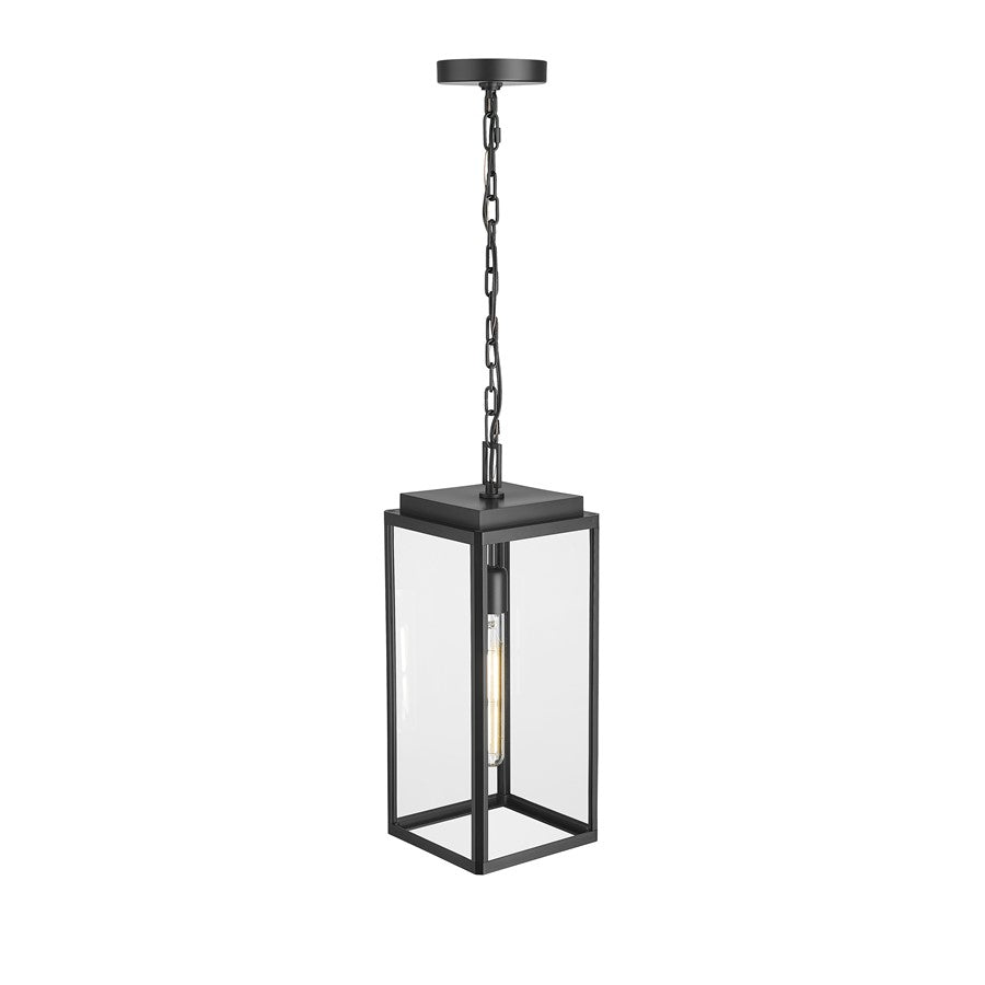 Millennium Alpharetta 7.5" 1Lt Outdoor Hanging Lantern, Black/Clear - 902301-PBK