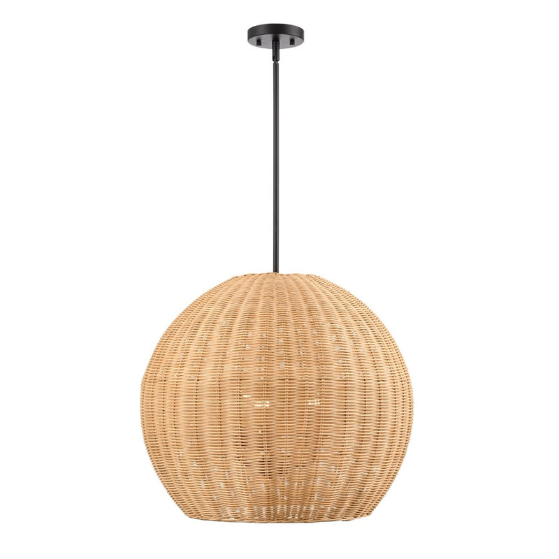 Millennium Lighting Elise 3Lt 22" Pendant, Black/Natural