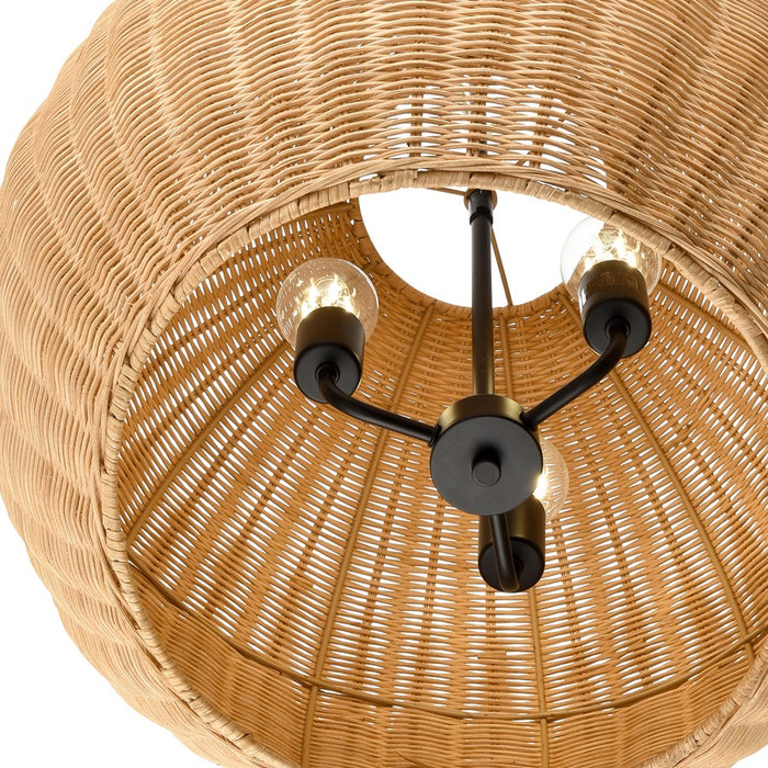 Millennium Lighting Elise 3Lt 22" Pendant, Black/Natural