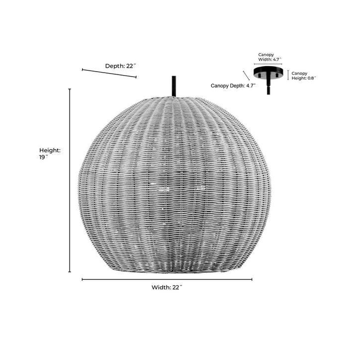 Millennium Lighting Elise 3Lt 22" Pendant, Black/Natural