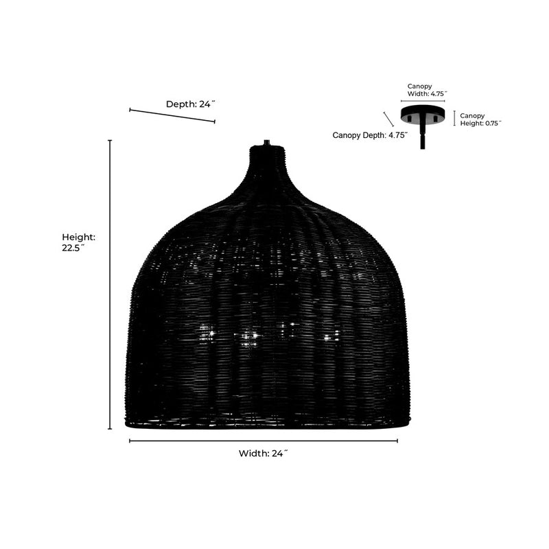 Millennium Lighting Elise 4Lt 24" Pendant, Black/Black