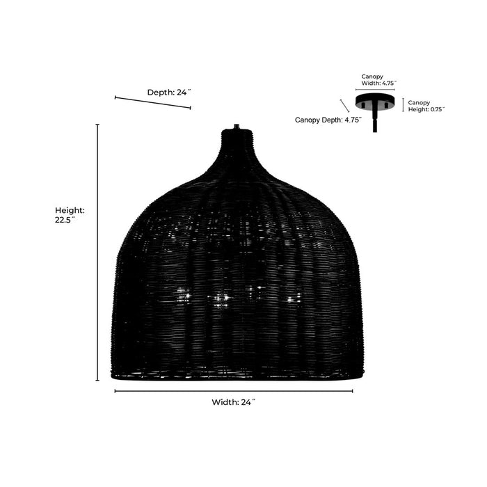 Millennium Lighting Elise 4Lt 24" Pendant, Black/Black