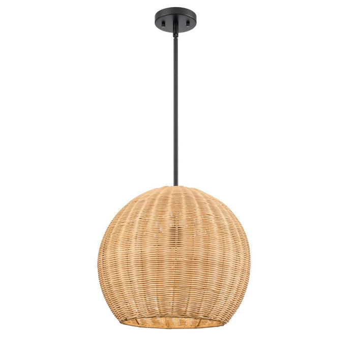 Millennium Lighting Elise 1Lt 16" Pendant, Black/Natural - 9028-NAT