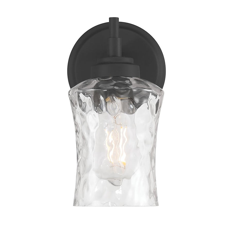 Millennium Clarvyn 1Lt Wall Sconce, Black/Clear Stone Water