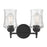 Millennium Clarvyn 2Lt Bathroom Vanity Light, Black/Clear Stone