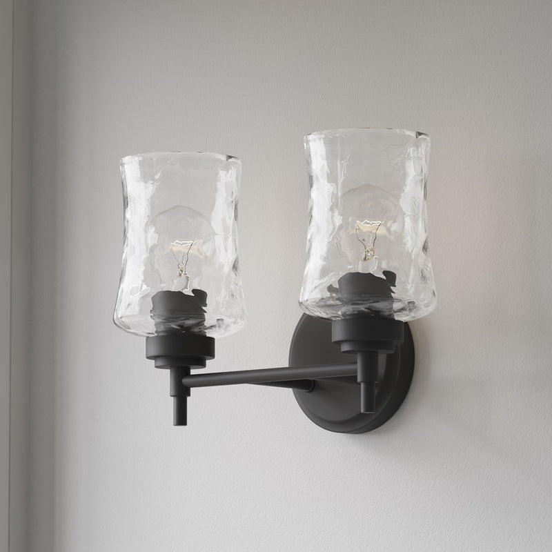 Millennium Clarvyn 2Lt Bathroom Vanity Light, Black/Clear Stone