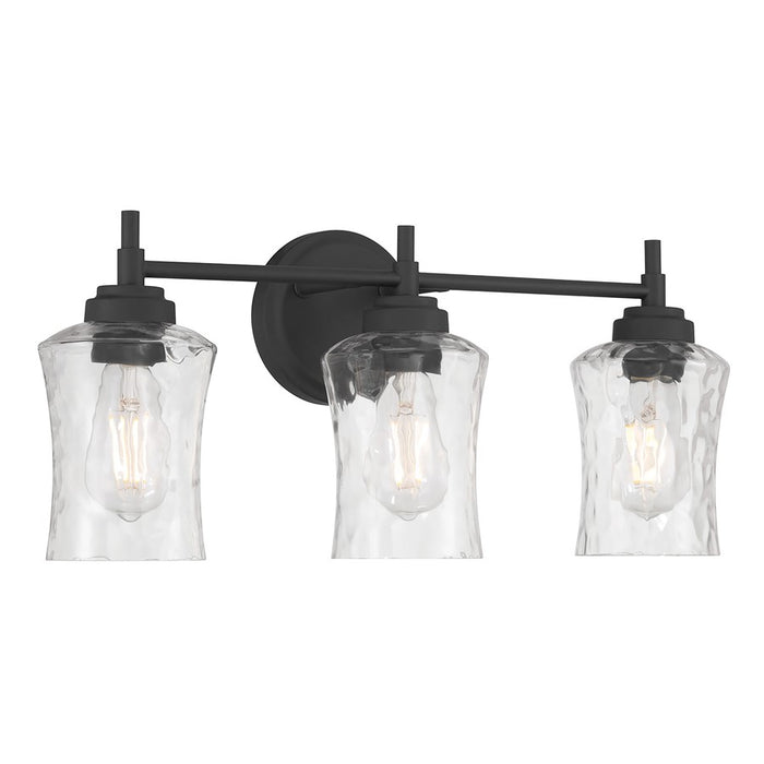 Millennium Clarvyn 3Lt Bathroom Vanity Light, Black/Clear Stone - 909103-MB
