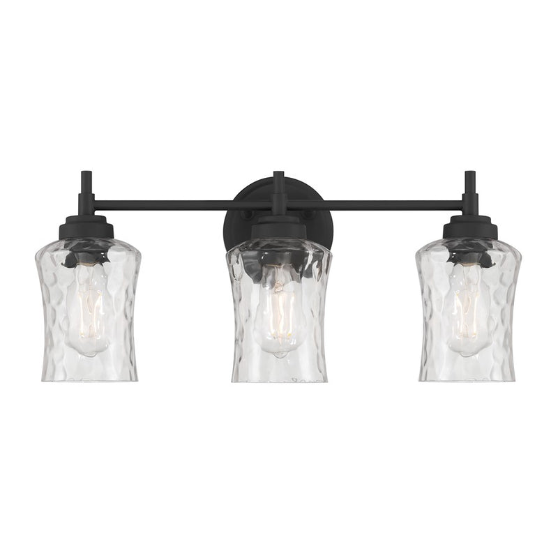 Millennium Clarvyn 3Lt Bathroom Vanity Light, Black/Clear Stone